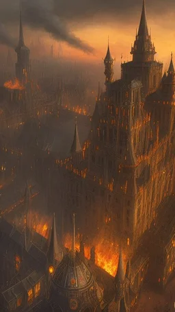 Instead of the pleasant, welcoming town you expected, you see columns of black smoke rising from burning medieval building, running figures, and a dark, winged shape wheeling low over the keep that rises above the center of the town.
