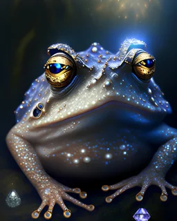 A mystical toad with diamonds for eyes, digital art