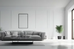 elegant, beautiful, bright hyper minimalistic interior background of living room, detailed photorealistic, aesthetic, high quality, sharp focused, 8k, UHD