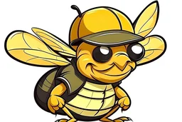 Cartoon hornet in a baseball cap