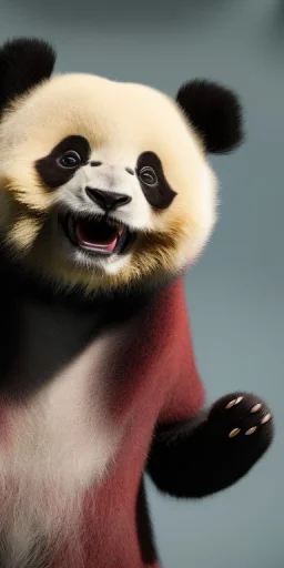 Demonic hellish panda with fangs