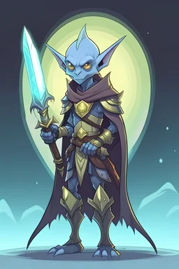 Dobby the elf as lich king world of Warcraft holding a sword