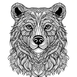 bear, realistic, coloring page, Animal, mandala, coloring book, clean line art, wildlife-inspired, kid style, –no sketch, color, –ar 3:4, white background, minimalistic black lines, 8k, minimal black color, low level black colors, coloring page, use pure black and white colors, avoid thick black colors, thin black line art, avoid colors, perfect shape, perfect clear lines, clear edges, fill total edges, exact perfect edges, not use black colors, dont use black colors