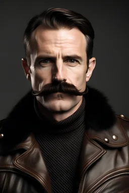 Moustached man in leather