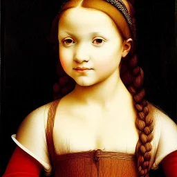 Retrato de una niña muy guapa llamada Eira Santiago Arnau con el estilo de Leonardo da Vinci