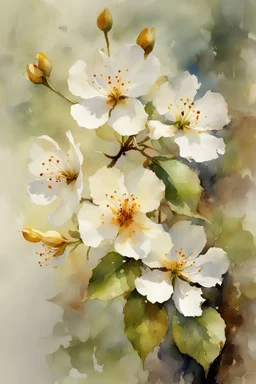 Runny watercolor painting, by Richard Schmid, ((best quality)), ((masterpiece)), ((realistic, digital art)), (hyper detaile), Richard Schmid style, intricate details, catalpa flowers, white background, vivid coloring, some splashes