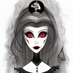 extrem tim burton style and disney style of an old and extrem malicious stepmother, sharp focus, sneaky eyes, old face