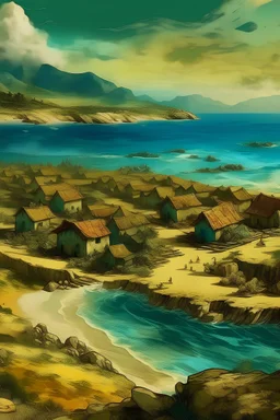 create how a forgotten civilization would look like if it was a van gogh painting