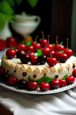 A little kute kake with cherrys