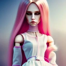 beautiful doll with long pink hair