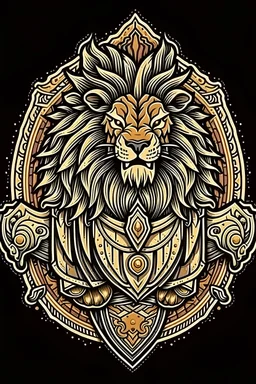 mythical creatures lion with armor Logo