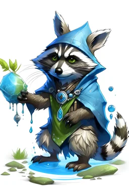 water mage racoon with earth mage bunny