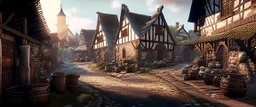 typical town during the iron age realistic, photorealistic, natural lighting, very detailed complex picture sharp intricate details HDR 4k Unreal Engine Octane