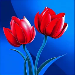 Create red tulip and blue background