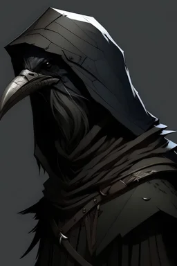 Kenku rogue black and gray feathers uncovered head