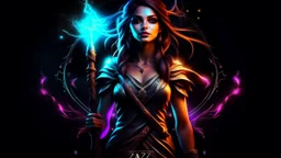 poster, a fantasy girl on a bright background holds a magic staff, with the ERAZE logo. The edges of the image fade to black.