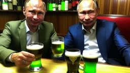 4k full realism. Zelinski boit un verre de bière avec Vladimir poutine