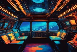 (Artwork Style: A hyper-detailed, high-contrast digital photograph with heavy film grain, crossed with the intense, saturated colors of 1970s psychedelic pulp art (like Philippe Druillet meets Helmut Newton)). A tight, intimately framed close-up shot inside the dimly lit, claustrophobic crew cabin of the USS Voyager. The air is thick, hazy with floating holographic motes and the sweet, dizzying scent of exotic alien perfume. The scene is experienced from a first-person perspective, or perhaps t