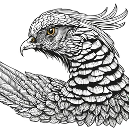 create a coloring book page of a realistic golden phesant , high contrast, easy to color, black and white, vector,