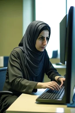 danish iran woman working with computer