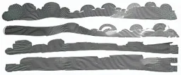 a series of curved horizontal lines with shapes inspired by clouds, black lines on white, vector lines
