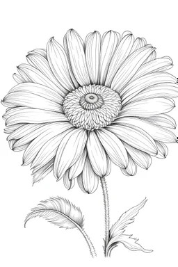 line drawing of a gerbera daisy