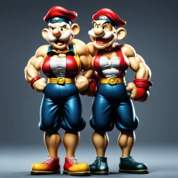 Popeye y Oliva, arte estilo pop, calidad ultra, hiperdetallado, 64k, full body