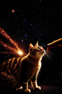 A cat shooting into outerspace