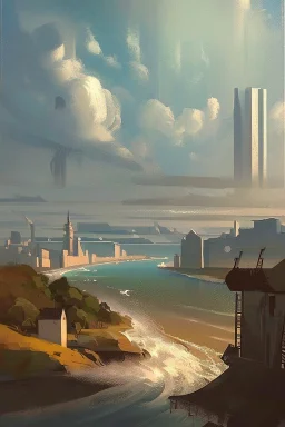 Can you make an old painting of a huge coastal city called matesolles..make it look french