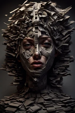 Beautiful face made of newspaper, trending on artstation, sharp focus, studio photo, intricate details, highly detailed,:y.k: by greg rutkowski Modifiers: digital painting fantasy beautiful Greg Rutkowski beautiful face, surreal