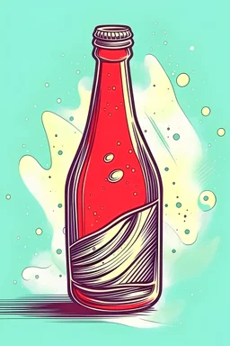 draw a soda bottle in an abstract style on a uniform background.