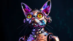 psycodelic acid trip metallic robot cat