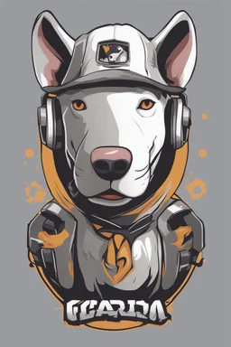 bull terrier gamer logo on t-shirt