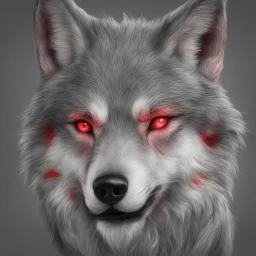 A wolf with shining red eyes