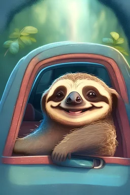 cute happy sloth cartoo