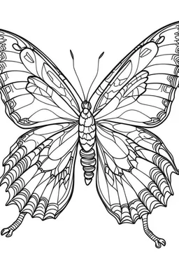 outline art for Butterflies coloring pages with sitch, white background, Sketch style, full body, only use outline, dementia patients style, clean line art, white background, no shadows and clear and well outlined.