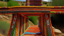 A bridge made out of Navajo yarn designed in Kuna Molas