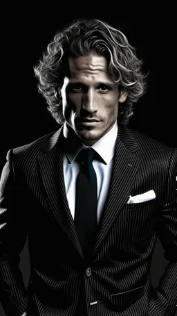 Diego Forlan Football soccer player posing black old suite. Book cover detective mistery sin city frank miller.