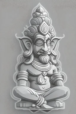 Hindu god Brahma，cute,sticker,Adobe Illustrator,grayscale,3D vector art,hand drawn, digital ,low-poly, retro aesthetic,Greek god with medium aesthetic theme, illustration, highly detailed, simple, smooth, clean vector, no jagged lines, smooth,