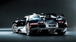 Rear View A stunningly realistic (((Bugatti Veyron x brabus))), intricate detail and perfection in every surface, glimmering metal and luxurious contours, a (perfect model) for a desktop wallpaper fit for high resolution screens, evoking a sense of futuristic elegance in a (4K cinematic atmosphere).