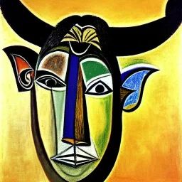 portrait of a minotaur Picasso Style