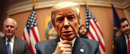 pin hole cam, trump holding an obama mask