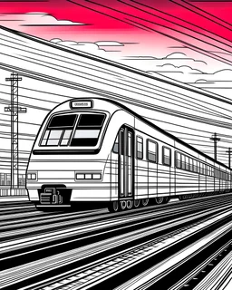 High speed red train on the railway station at sunset nuremberg germany modern intercity train on the railway platform,Coloring Book for Adults, Grayscale Coloring Book with color
