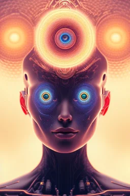 portrait full human body, meditation, third eye, universe, fourth dimension, fractal, realistic, 8k, high quality, extreme detail, symmetrical,