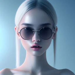 isometric clean art of symmetrical super cute cute cute girl wearing shades, full wet lips, soft lighting, overcast shadows, soft pastel gradients, high definition, 3d icon clay render, blender 3d, studio lighting, god rays, octane render, unreal engine 5