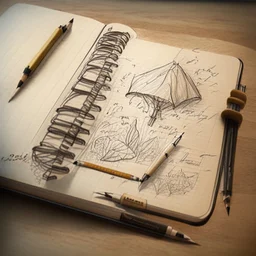 A notebook with sketches