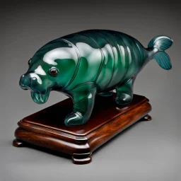 a blown glass manatee, early 20th century Art Deco. Elegant and intricate detailing super realistic