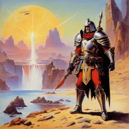 ConceptSheet [by Bruce Pennington]: lawful paladin and his espadon with AD&D statistics