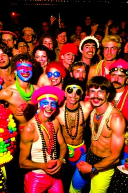 rave party in 80's with circus on the moon full