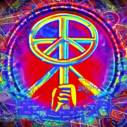 PEACE electric guitar PEACE psychedelic hippie trippy acid LSD PEACE GUITAR peacesign HIPPIE FLAG